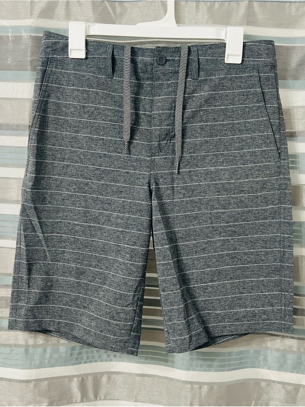 Goodfellow & Co Men's Hybrid Swim Gray Striped Drawstring Shorts
